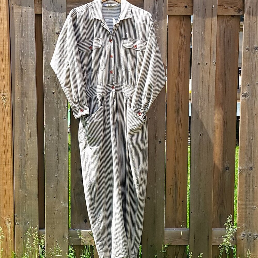 VINTAGE Diane Von Furstenberg SPORT Women's Stripe Jumpsuit Size 12